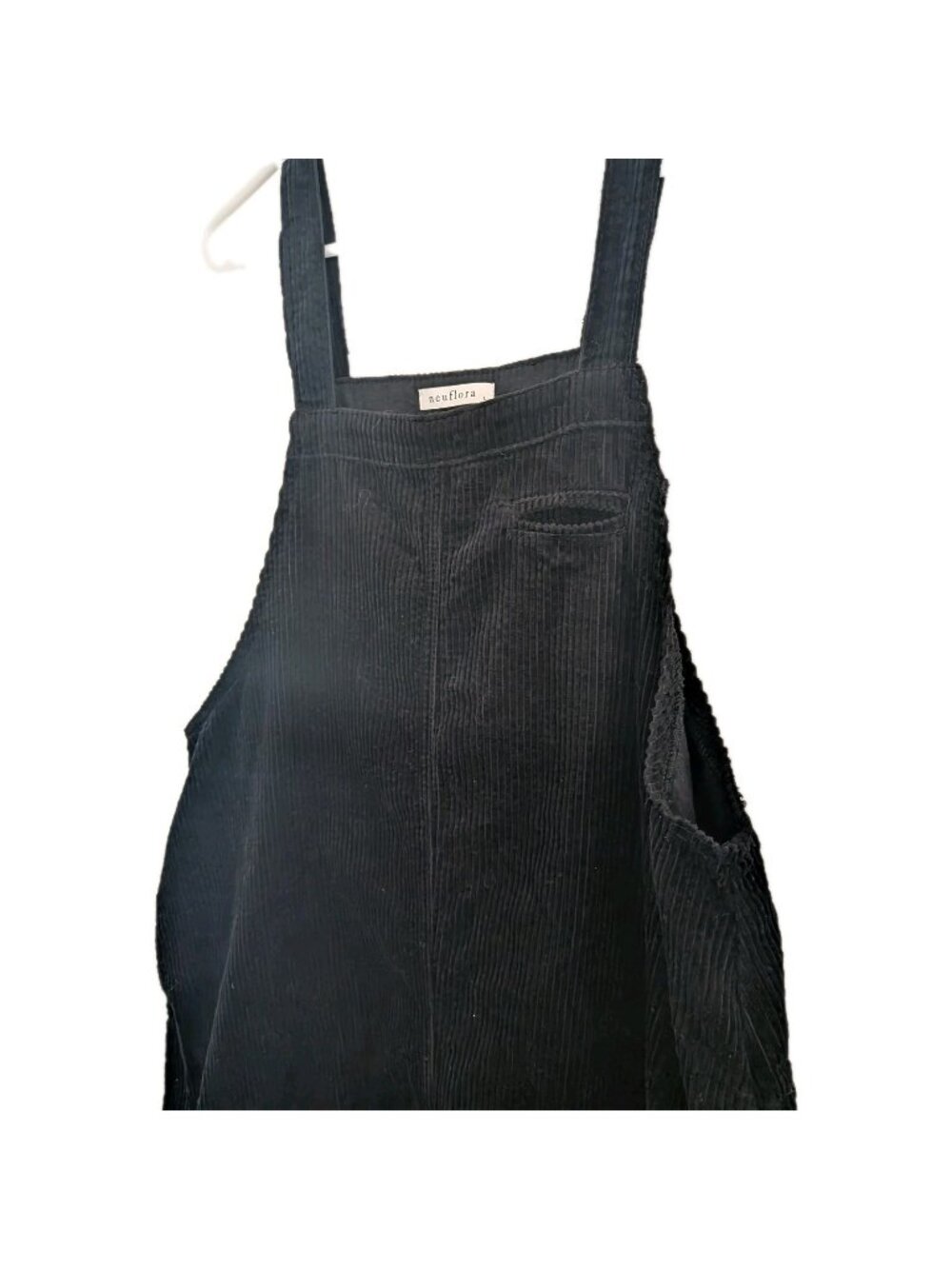 ​Neuflora Black Corduroy Jumper Dress Large Cottagecore Dark Academia Pinafore